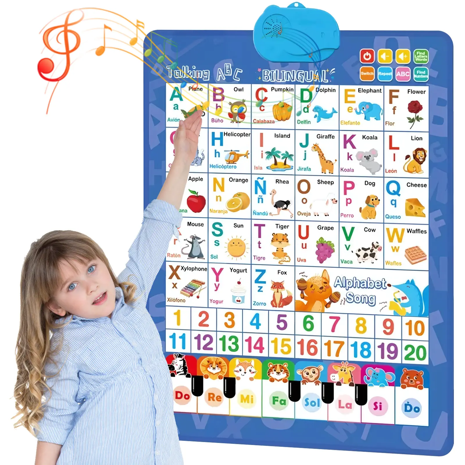 Bilingual Spanish & English Electronic Alphabet Wall Chart Talking ABC ...
