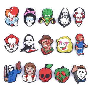 15 pcs Shoe Charm Halloween Series Horror Design for Kids Gift PVC Material Footwear Decor Bridal Parent Custom Orders