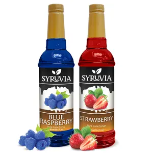 Syruvia Fruit Syrup Variety Pack – Blue Raspberry & Strawberry Flavored Syrups – 25.4 fl oz – Perfect for Lemonades, Cocktails, Mocktails & Desserts (2-Pack)
