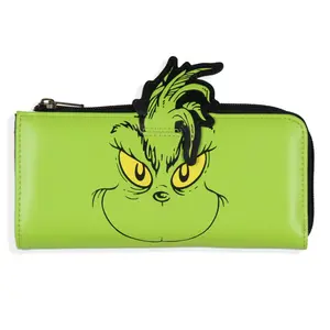 Dr. Seuss How The Grinch Stole Christmas 3D Character Faux Leather Zip Closure Wallet
