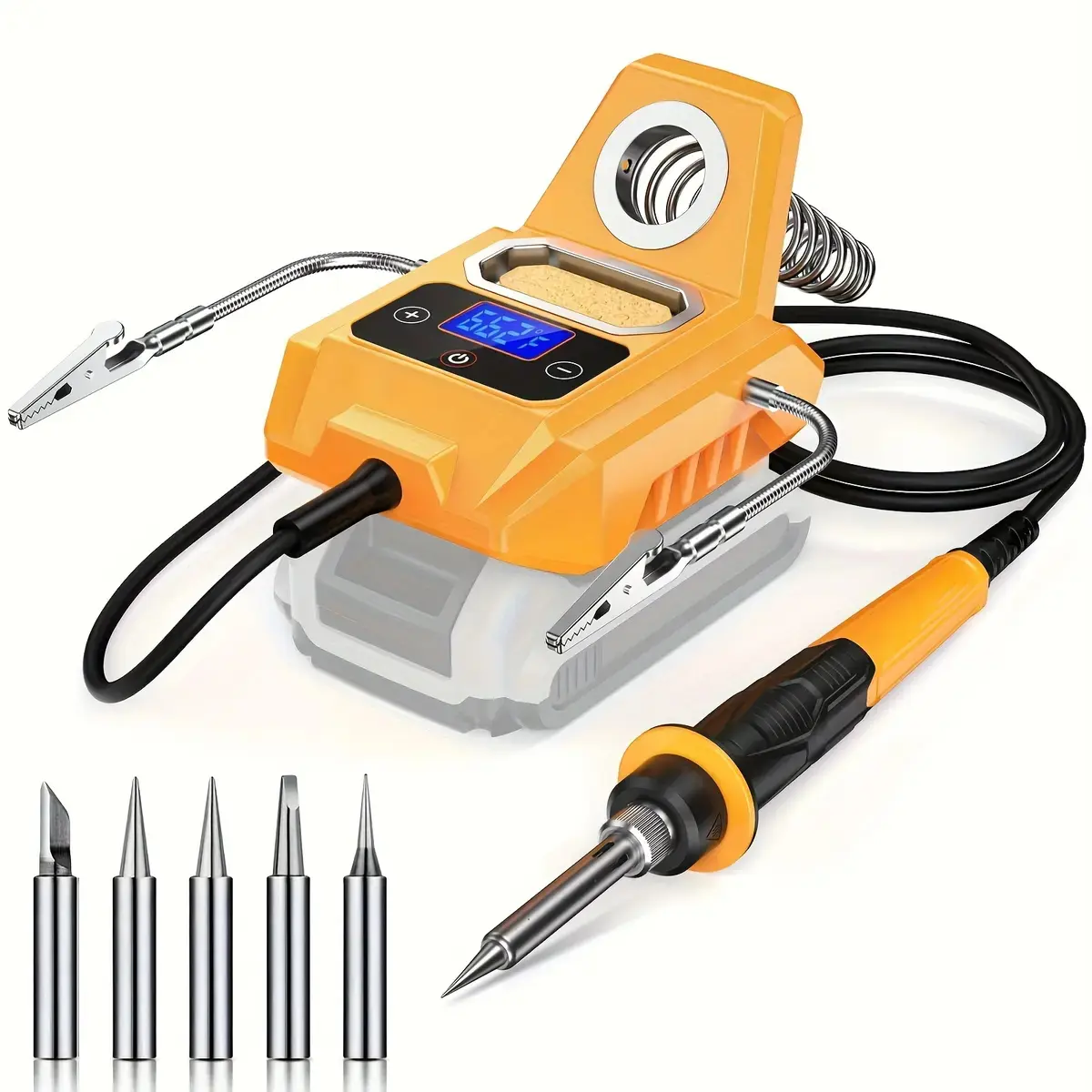 20V Max Cordless Portable Soldering Station Kit, Rapid Heating Soldering Tool with Digital LCD, Compact Design, 6 Tips & Manual, Ideal for DIY, Electronics Repair