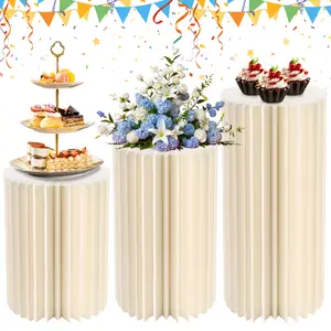 🎂 3-Pack Round Pedestal Stands – 40, 60 & 80cm, Foldable, Holds 200 lbs, Includes Acrylic Toppers.