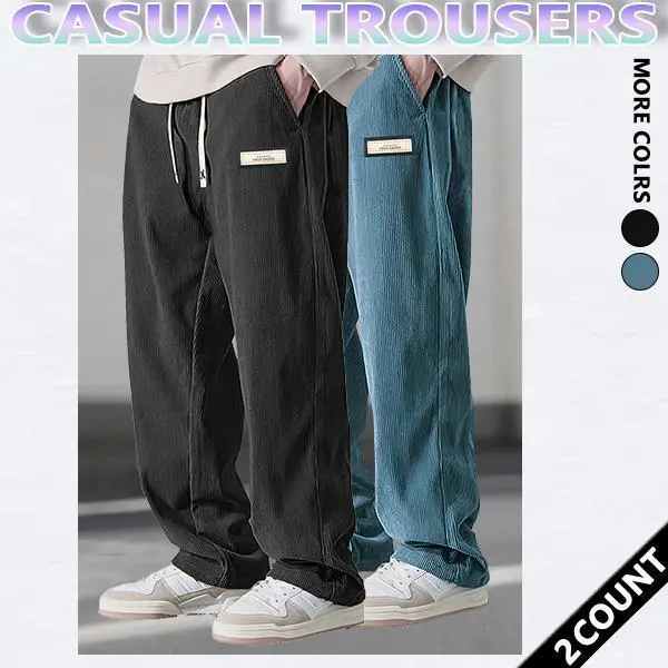 Men's Retro Loose Corduroy Workpants - Adjustable Drawstring, Slanted Pockets, Straight Leg, Breathable Fabric, Simple Menswear, All Season, Suitable for Casual City Walks & Outdoor Activities, Customized, Adjustable Drawstring Men's Pants, All Season Men
