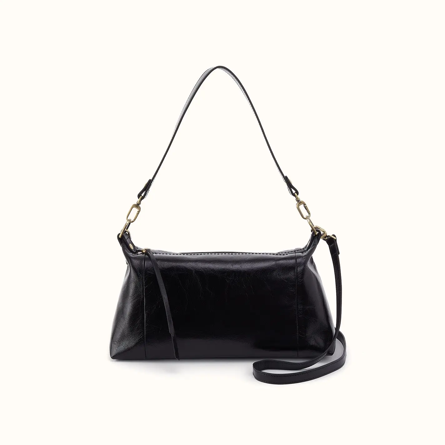 Darcy Shoulder In Polished Leather - Black