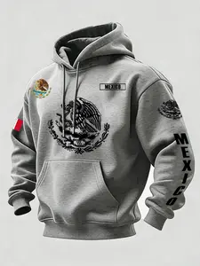Mexican Culture Hoodie with National Emblem, Casual Oversize Design for Fall & Winter, Warm and Stylish Cultural Statement Piece