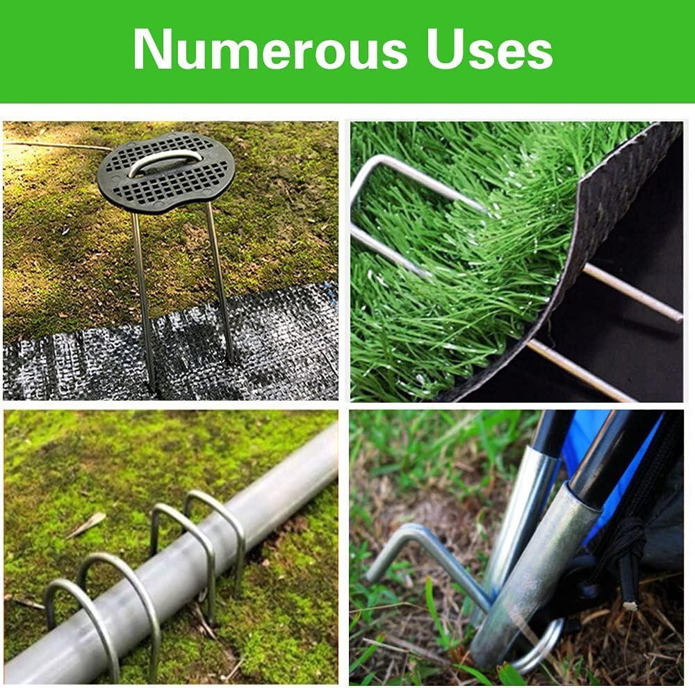 101-Piece Ergonomic Galvanized U-Shaped Garden Stakes Kit - 50 6-in 2.2mm Thickness Heavy-Duty Steel Wire Garden Staples, 50 Plastic Fixing Gaskets, 1 Pick Hook for Weed Barrier Cloth, Landscaping, Holiday Decorations 101-Piece Ergonomic Galvanized U-Shaped Garden Stakes Kit - 50 6-in 2.2mm Thickness Heavy-Duty Steel Wire Garden Staples, 50 Plastic Fixing Gaskets, 1 Pick Hook for Weed Barrier Cloth, Landscaping, Holiday Decorations