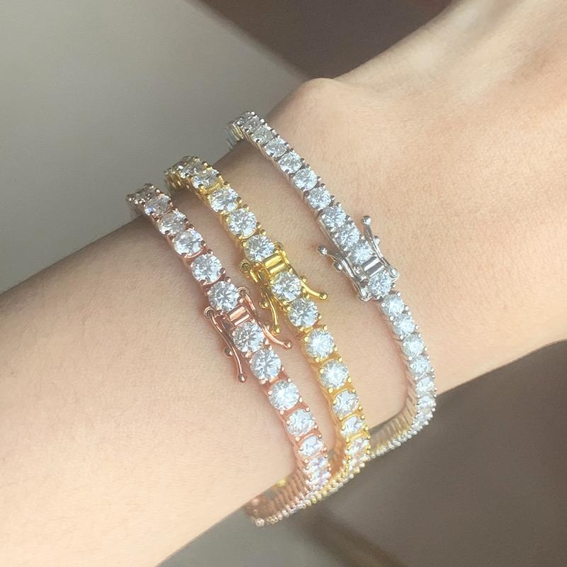 [Big Factory] DJMAX 2-6.5mm Moissanite Tennis Chain For Women Original 925 Sterling Silver Men's Moissanite Bracelets Hip Hop