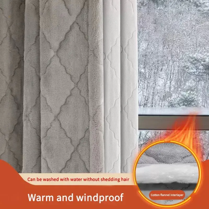 Thermal Insulation Curtain for Windows & Doors, Noise Reduction Bedroom Curtains, Home Light Blocking Drapes, Winter Soundproof Panels, Thermal Insulated Curtain