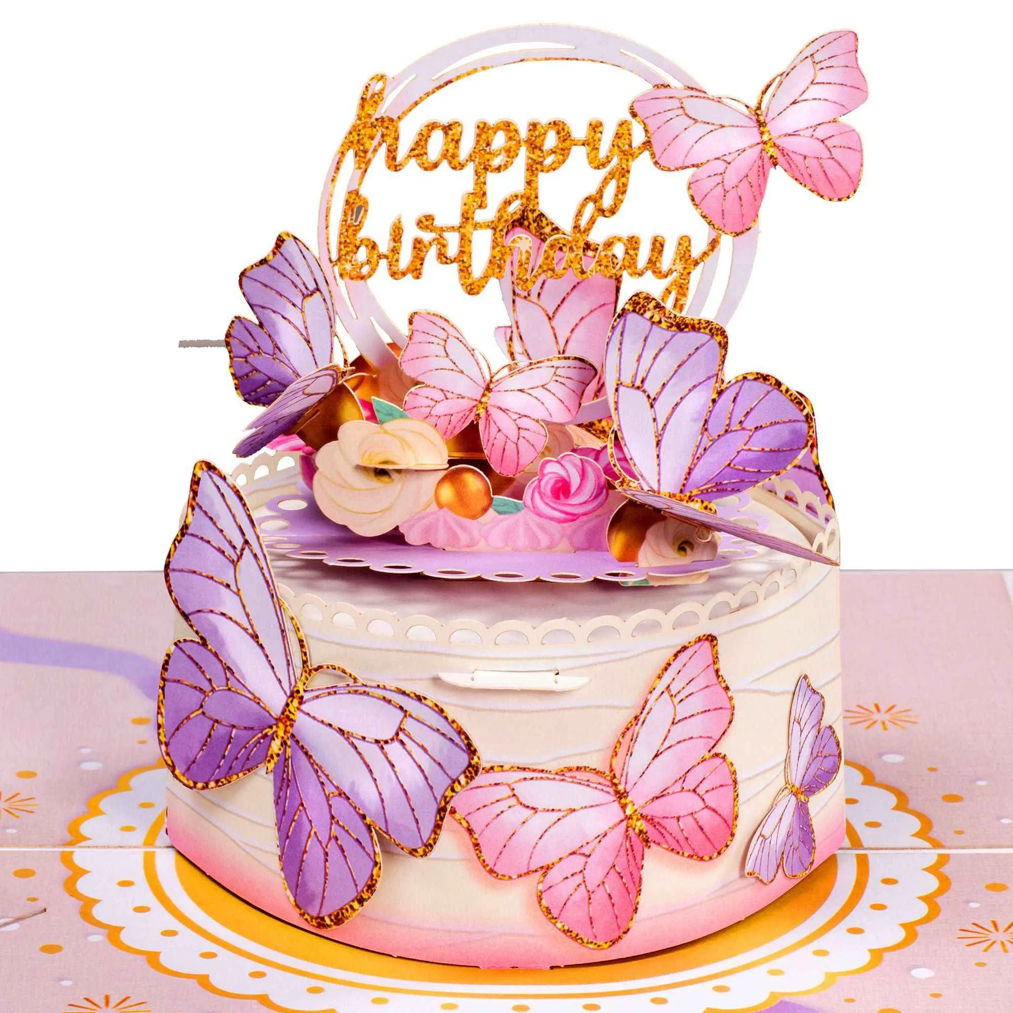 Paper Love 3D Popup Greeting Card - Handcrafted Laser Cut Premium Birthday Cake Novelty Print Pre-Printed Card with Removable Note Tag for Personalized Messages, Birthday Cake Greeting Cards, Novelty Print Greeting Cards