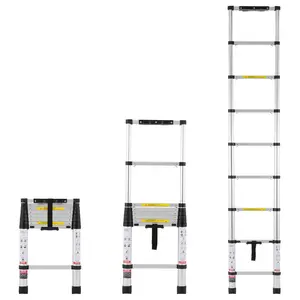 【Father's Day】VEVOR Telescoping Ladder,  8.5FT Aluminum Lightweight Extension Ladder, One-button Retraction Collapsible Ladder, 375 LBS Capacity with Non-slip Feet, Portable Compact Ladders for Home, RV, Loft