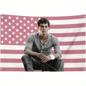 Dylan O'Brien American Flag 3x5FT Poster - Funny Patriotic Wall Art with Grommets, Perfect for College Dorms, Outdoor Parties, Tailgates, and More, Patriotic Room Decor | Celebrity Poster | Durable Fabric, Patriotic Wall Art