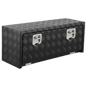 Garvee Heavy Duty Aluminum Diamond Plate Tool Box Chest Box Pick Up Truck Bed RV Trailer Toolbox Storage Lockable Organizer with Lock Keys