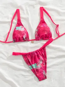 Two-Piece Printed Bikini Set, Vibrant Colors, Fashionable Design, Adjustable Straps, Comfortable Wear, Perfect for Summer Vacation, Beach, Pool, Floral Print Bikinis
