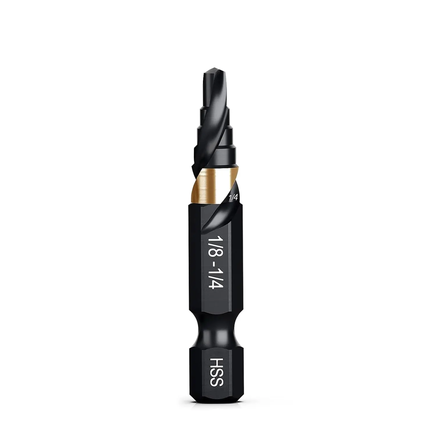 THINKWORK HSS Single Size Step Drill Bit, HSS Step Drill Bit 1/4", Unibit, 1/4" Shank Step Bits for Soft Metal, Steel, Wood, Plastic