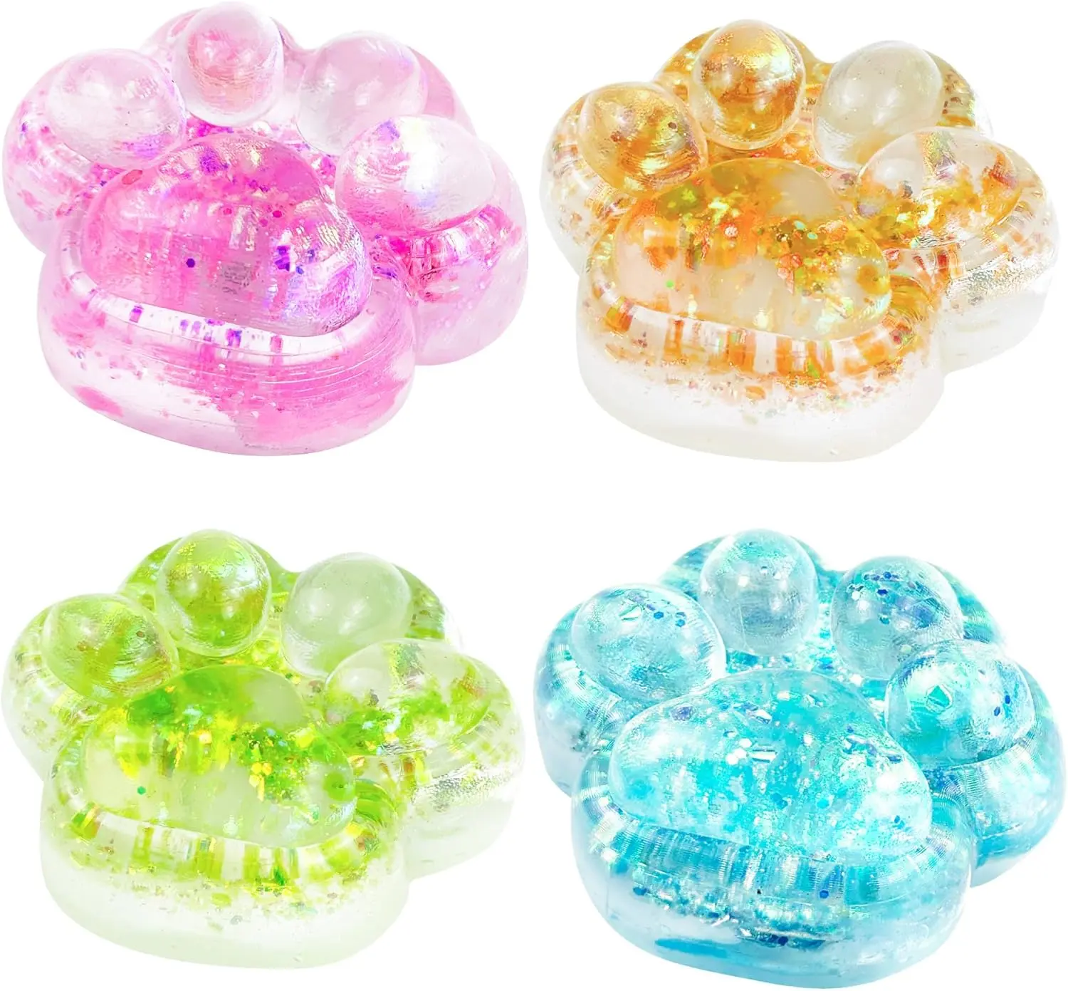 Summer Spring Gift 4pcs Taba Squishy Paw,Cat Paw Squishy Toys Cute Squishies Sensory Toys Soft Fidget Toys for Stress Relief Party Favors Soft Fidget Toys for Easter Gifts
