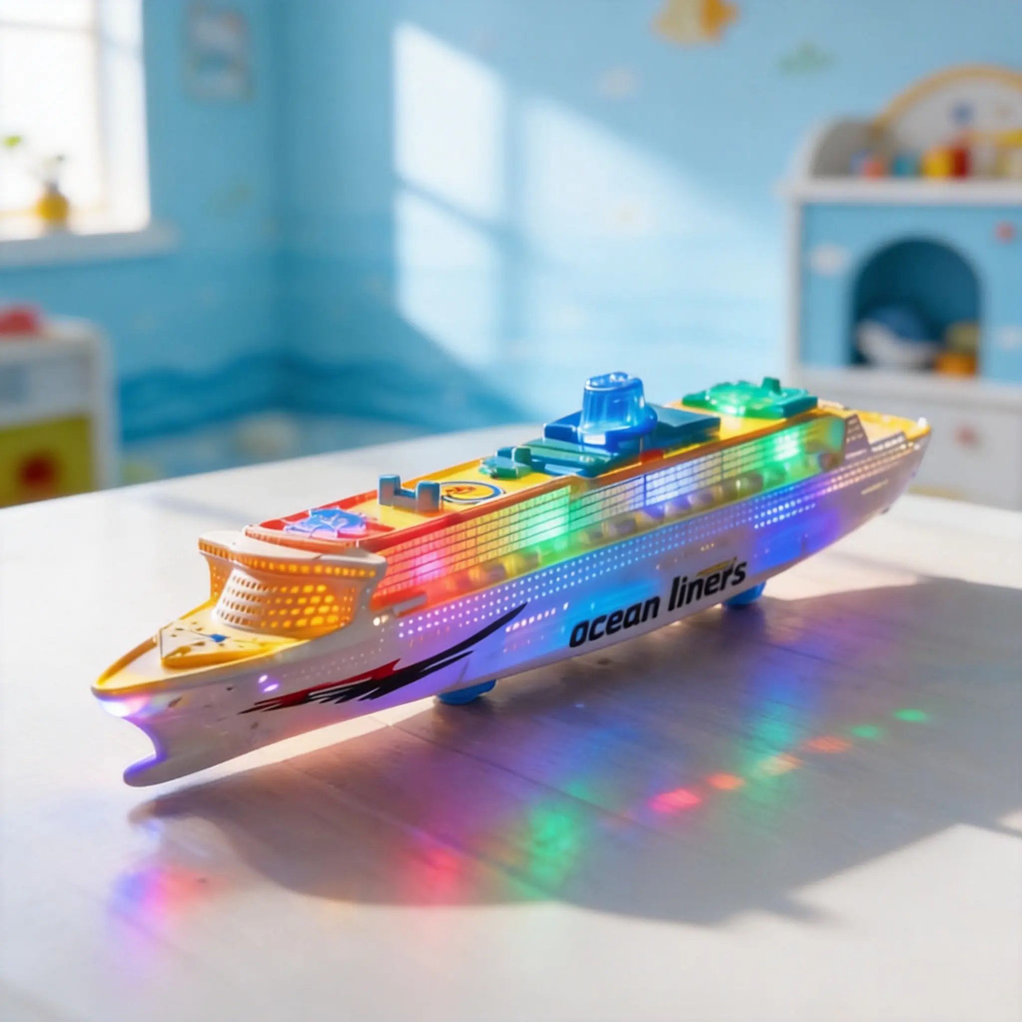 Large Luxury Electric Cruise Ship Model - Remote Control, Universal Wheels, Obstacle-Avoidance Auto Turn, Dreamy Light Effects, Realistic Details, Luxury Look, Display Ornament (Toys & Hobbies - Electric & Remote Control Toys - Boats & Submarines)