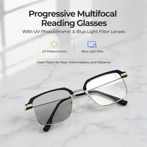 3-in-1 Multifocal Glasses | Photochromic Sun & Blue Light Filter for Reading & Driving