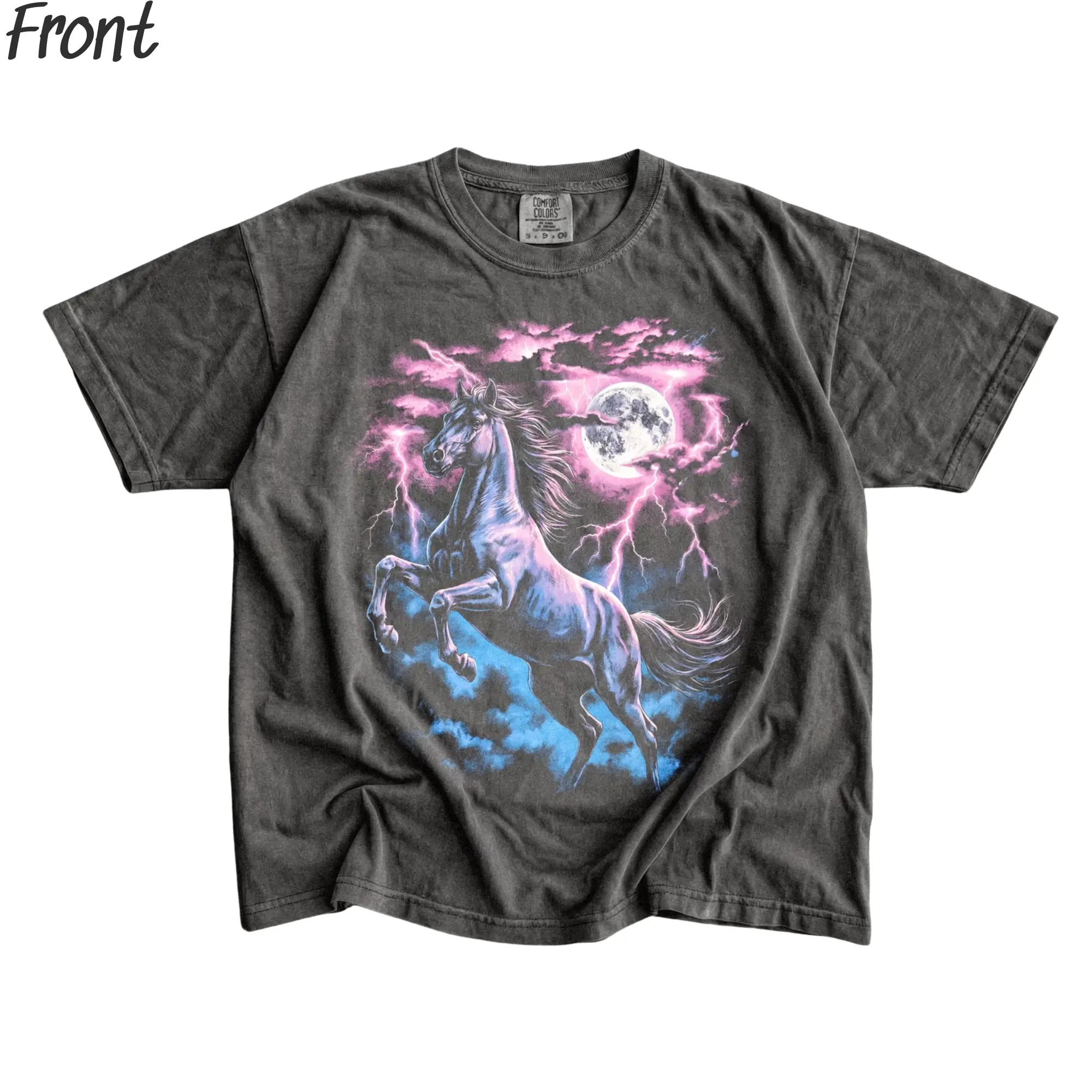 Men's Retro Cotton Fitted Vintage Wild Horse Print T-Shirt - Short-Sleeve Round Neck Cute Graphic Tee for Streetwear Fans, M, Tops, Shortsleeve, Casual, Menswear, All Seasons, Crew Neck, Lightweight, Vintage Retro