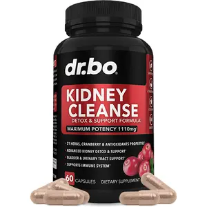 Dr. Bo Kidney Cleanse & Detox Support - Natural Kidney Health, Urinary Tract & Bladder Support Formula with Cranberry - 21 Ingredients
