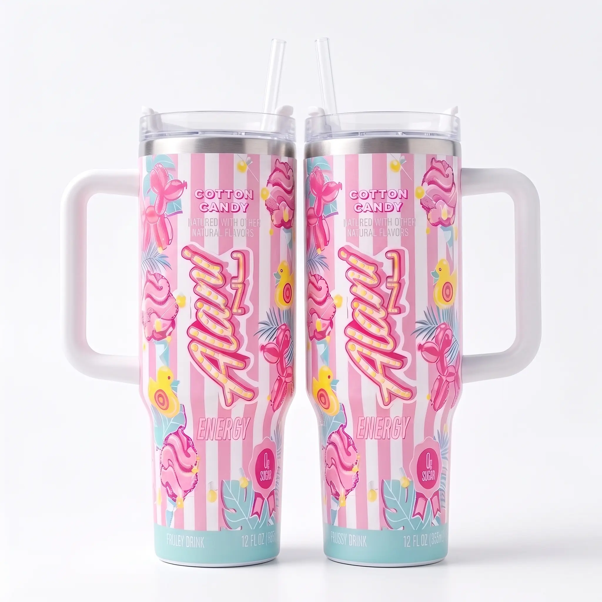 Alani Nu Travel Tumbler, 40oz - COTTON CANDY, Diet Drink Tumbler, Energy Drink Inspired Tumbler, Gift For You