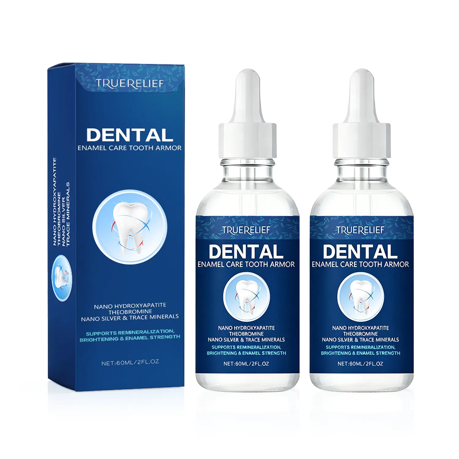 TureRelief Hydroxyapatite Tooth Armor Liquid Drops (60ml, Single Item) - Cavity Protection & Repair, Enamel Guard, Teeth Whitening & Brightening, Daily Oral Care Brightener Solution, Teeth Brightener