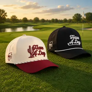 Breezy Golf "Have A Day" Rope Hat | Cream/Maroon & Black/White WM Phoenix Open Edition | Premium Desert & Night Golf Bundle