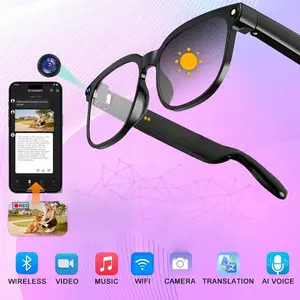 Smart Photochromic Camera Glasses - Smart Glasses with 8MP Lenses, Button Touch Adjustment, 160+ Languages Real-Time Translation, Bluetooth Wireless Video Recording, UV Protection for Travel Outdoor Adventures Hands-Free Photography, Festival Gift