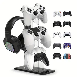 Three in one game controller and headphone stand - a stylish storage rack suitable for various game controllers, multi slot storage for controllers and headphones, desktop display stand | modern game decoration | sturdy design Headset, Headphone Hook