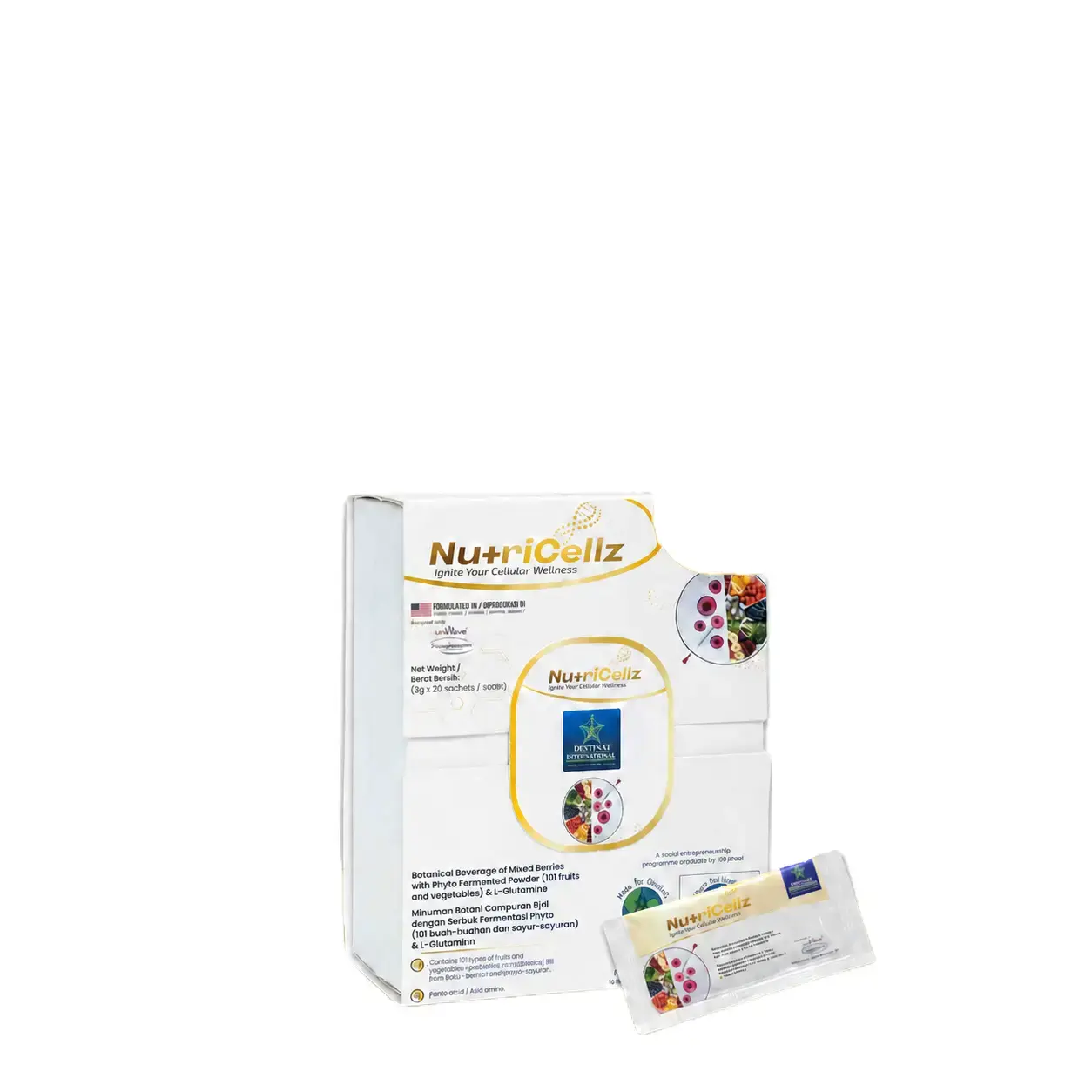 Nutricellz (1 Box) – Helps Cells Become More Powerful & Strong Immunity | With NMN, L-Glutamine, 101 Fruit & Vegetable Extracts, 34 Enzymes | Uniwave Technology | Cell Energy, Anti-Aging, Immunity, Digestion, Focus, Superfood Energy Booster Vitamins