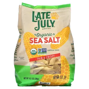 Late July Organic Tortilla Chips, Thin & Crispy, Sea Salt, 10.1 oz (286 g)