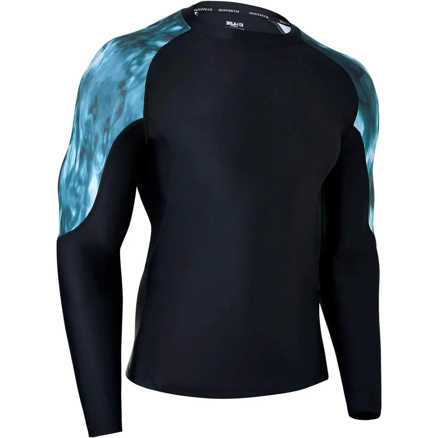 ADOREISM Men'S Rash Guard Long Sleeves Splice UPF 50+ BJJ Jiu Jitsu Rash Guard Compression Swimming Shirts
