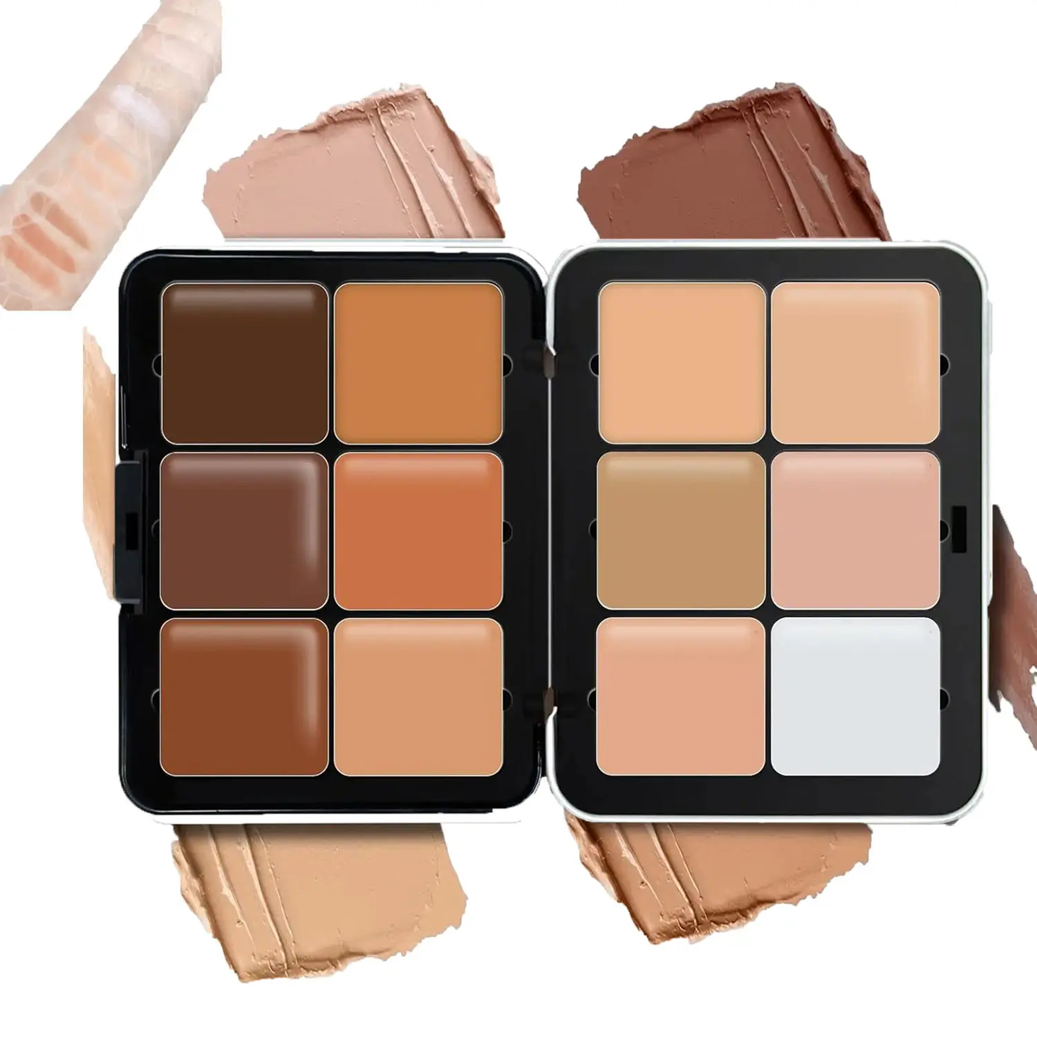 12 Colors Cream Concealer Foundation Palette, Long-Wearing Smudge Proof Blendable Full Coverage Contour Blush Highlighter, Multi-Function Color Correcting Makeup Palette
