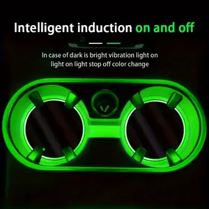 Luminous Coasters LED Cup Holder Lights 7 Color-Changing Light Up Cup Holder Insert Coasters Car Decor Accessories Light Stop