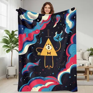 Bill Cipher Fleece Blanket with Celestial Eye Cosmic Pattern, Cozy Soft Warm Lightweight Hypoallergenic Decorative Throw, Ideal for Living Room Couch, Perfect Gift for Anime Fans, Housewarmings & Everyday Comfort