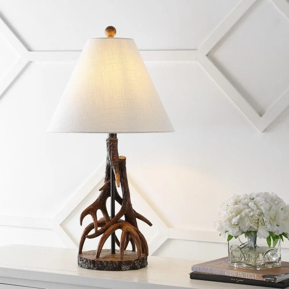 JONATHAN Y Cabell Farmhouse Rustic Iron LED Table Lamp , for bedroom, living room, foyer, hallways, dining room, dorms