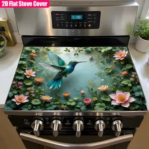 1pc Diatomaceous Earth Stove Top Cover for Electric Stoves - Heat-Resistant Glass Ceramic Dish Drying Mat with Vibrant Hummingbird & Blooming Flowers Design, Decorative Kitchen Appliance Cover, Stove Cover, Natureinspired Design