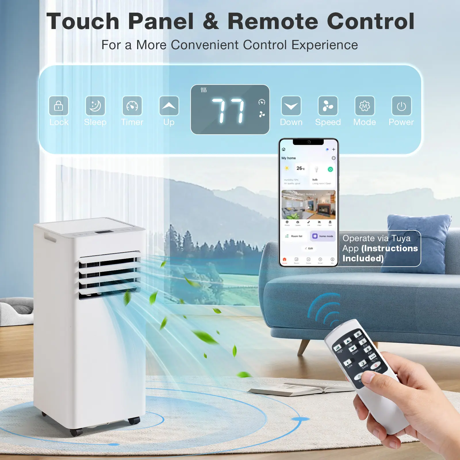AOXUN 10000 BTU Portable Air Conditioner - 4-in-1 Unit with Cooling, Dehumidifier, Quiet Sleep Mode, 24H Timer, Remote Control, Complete Window Kit - Portable AC Units for Rooms, Home