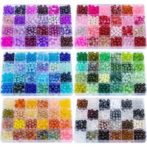 XSEINO About 3600pcs 8mm Glass Beads Making Kit,6Box-144 Colors Dreamy Series Colorful Crystal Beads for Making,DIY Crafts