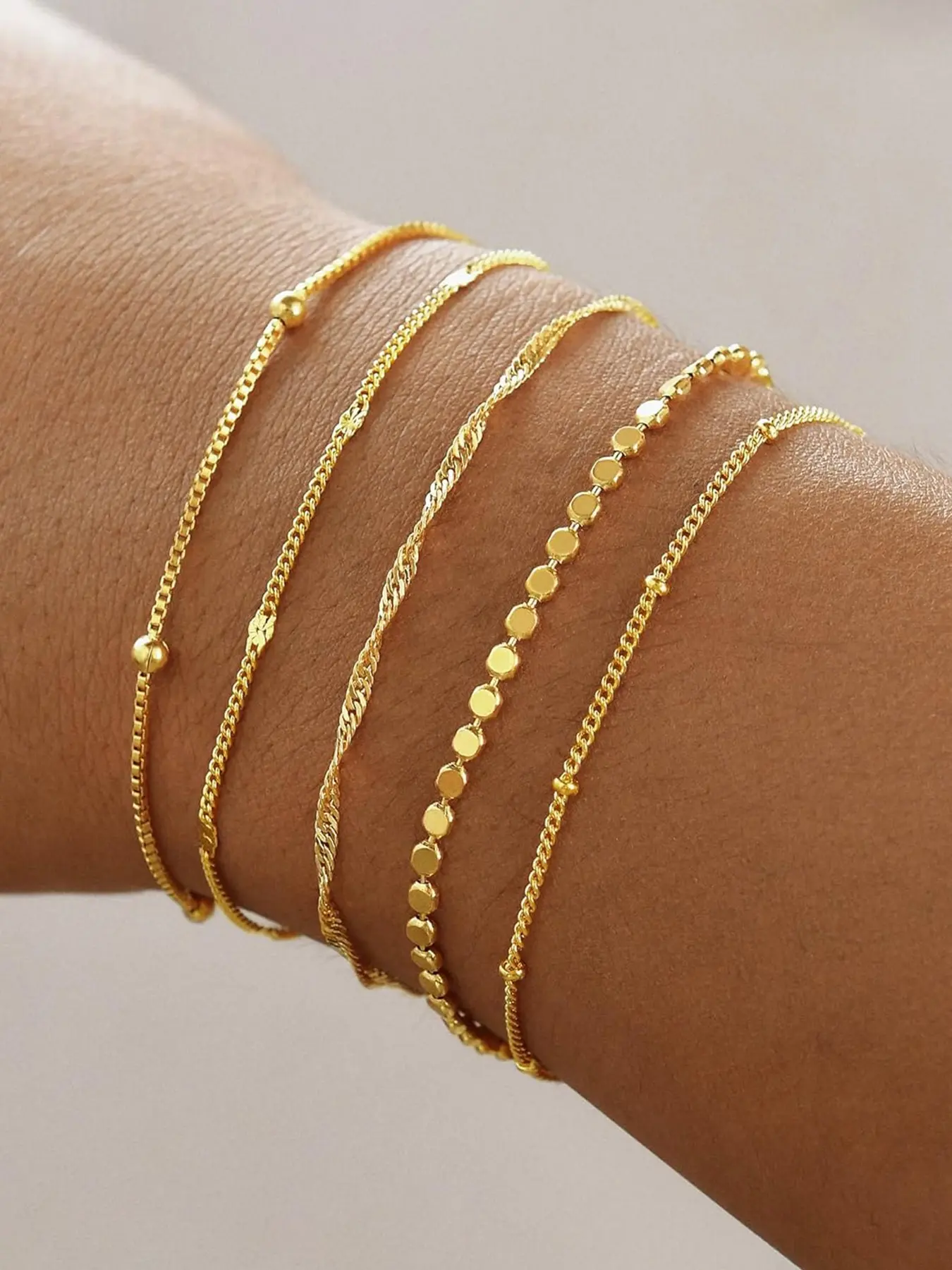 Gold Bracelets for Women, Fashion Wrist Jewelry, 14K Gold Plated Stackable Everyday Wear Bracelet Set, Adjustable Charm, Paperclip Chain, Snake Link, Layered Waterproof Jewelry, Gifts