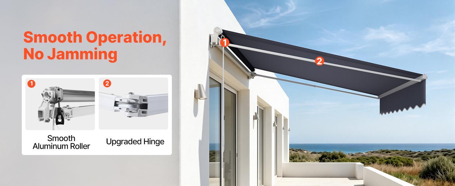 VEVOR Manual Retractable Awning, 9.8' x 8.2' Outdoor Patio Awning Retractable Sun Shade, Patio Door Window Water-Resistant Polyester Sunshade Shelter with Crank Handle for Deck, Balcony, Yard, Gray VEVOR Manual Retractable Awning, 9.8' x 8.2' Outdoor Patio Awning Retractable Sun Shade, Patio Door Window Water-Resistant Polyester Sunshade Shelter with Crank Handle for Deck, Balcony, Yard, Gray