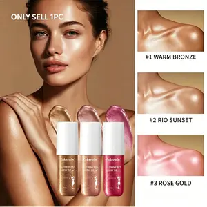 Shimmering Body Glow Oil, Brazilian Bronze Color, Body Bronzer, Non-Greasy, Non Sticky Glow, 3 Colors Available, Perfect for Beach Parties, Glossy Oil for Skin Care