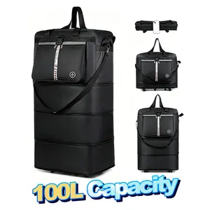 100L hospital bag for mom Travel essentials Large-capacity foldable waterproof travel with wheels, easy to store and pack more items. portable storage folding luggage stylish multifunctional Spinner Expandable out double  bag for lightweight space Duffle