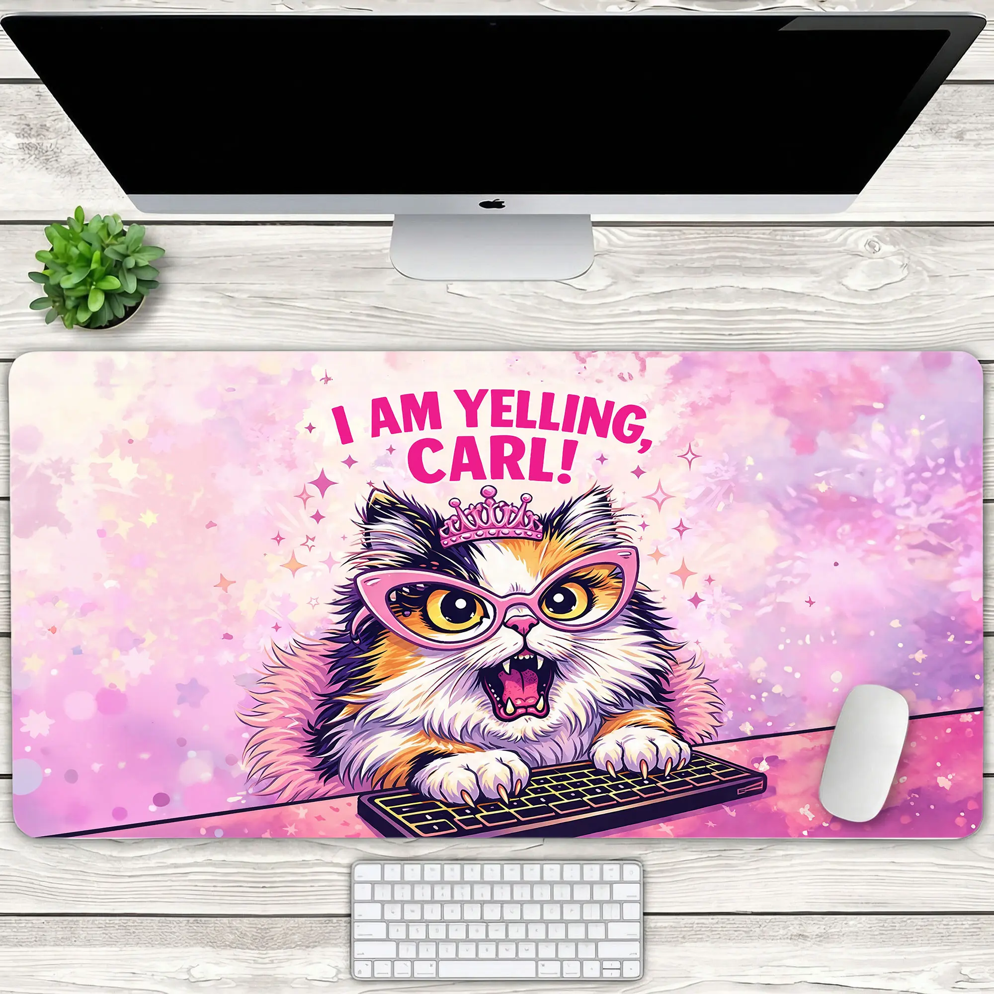 Princess Donut Desk Mat, I Am Yelling Carl Gaming Mouse Pad, Dungeon Crawler Carl Extended Deskpad, LitRPG Fantasy Bookish Gamer Setup Decor Gift Mousepad Desk Accessories
