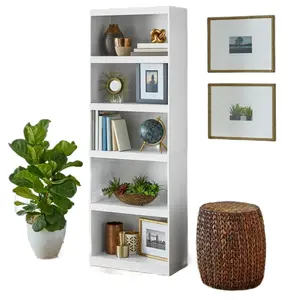 Mainstays Framed 5-Shelf Bookcase with Adjustable Shelves, White