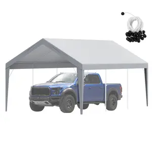 【Spotlight Day】VEVOR Carport Replacement Canopy Cover 12 x 20 ft, Garage Top Tent Shelter Tarp Heavy-Duty Waterproof & UV Protected, Easy Installation with Ball Bungees,Grey (Only Top Cover, Frame Not Include)
