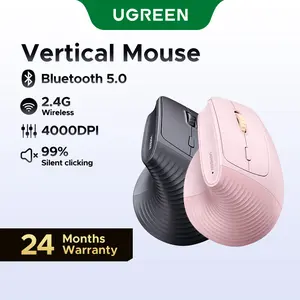 UGREEN Vertical Mouse Bluetooth 5.0 & 2.4G Wireless Ergonomic Mouse with 5 Buttons, 4000 DPI, Balck & Pink Ergonomic Mouse Compatible with PC/Laptop，Only 2.4G Model(Bluetooth not supported),tiktokshopmemorialday