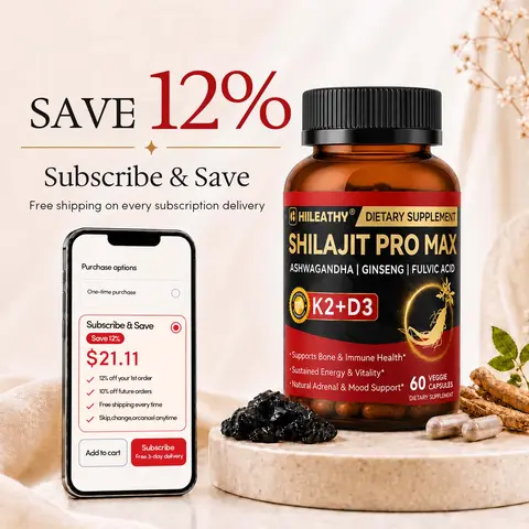 HIILEATHY | Optimal*Shilajit PRO MAX with K2 & D3 - 60 Capsules - Premium Fulvic Acid & 84+ Minerals for Immune Support, Energy & Anti-Aging - USA Made