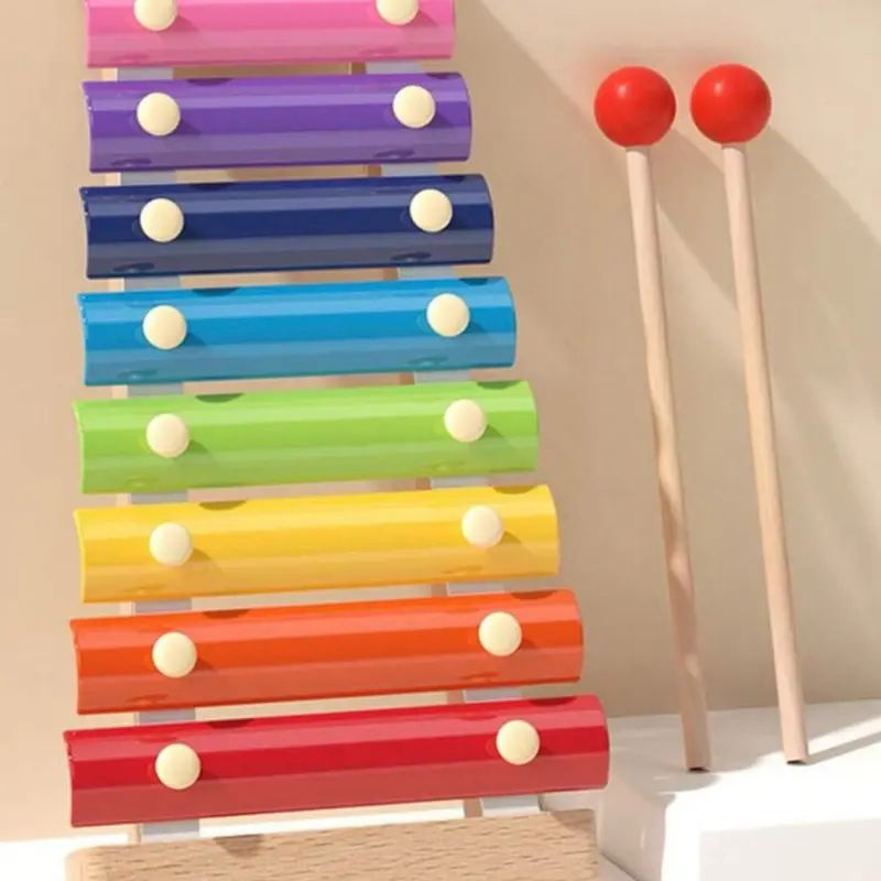Montessori Wooden Musical Toys for Kids - Colorful Xylophone with Mallets for Early Learning & Development