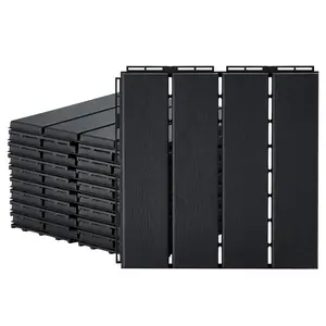 Plastic interlocking deck tiles  outdoor flooring waterproof pavers for patio garden porch yard all weather use dark grey