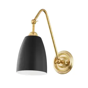 Millwood Sconce With Articulating Gooseneck Arm and Black Metal Shade